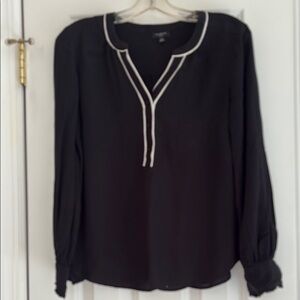 Black Blouse with White Trim
